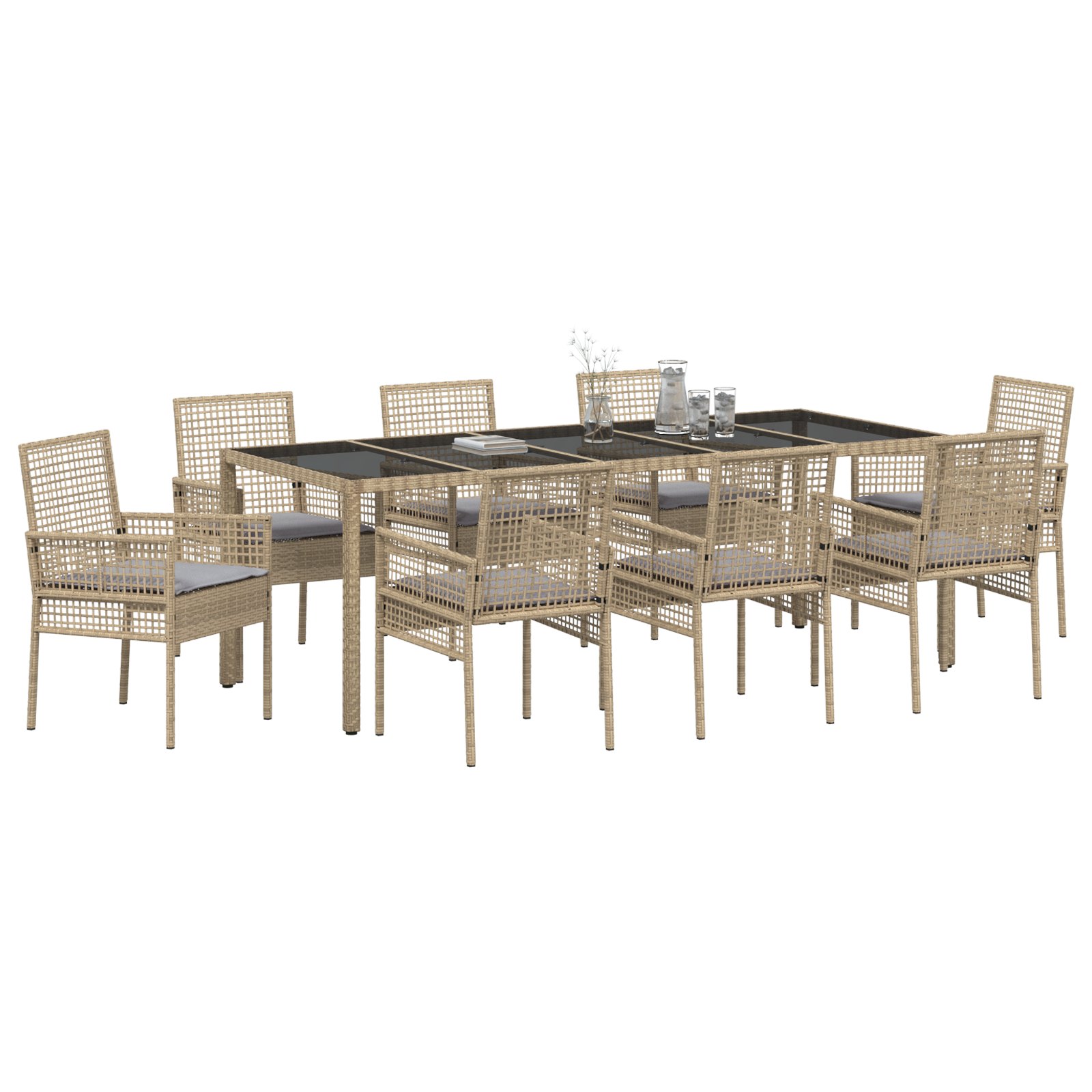 Set de dining pentru grădină 9 piese Bej din Poliratan GartenMobel Dekor