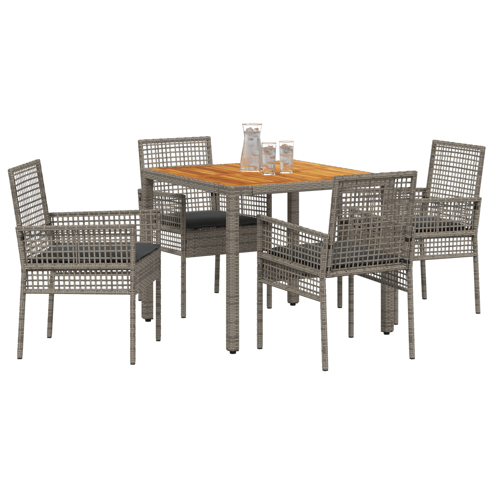 Set dining 5 piese cu perne Gri din poliratan GartenMobel Dekor