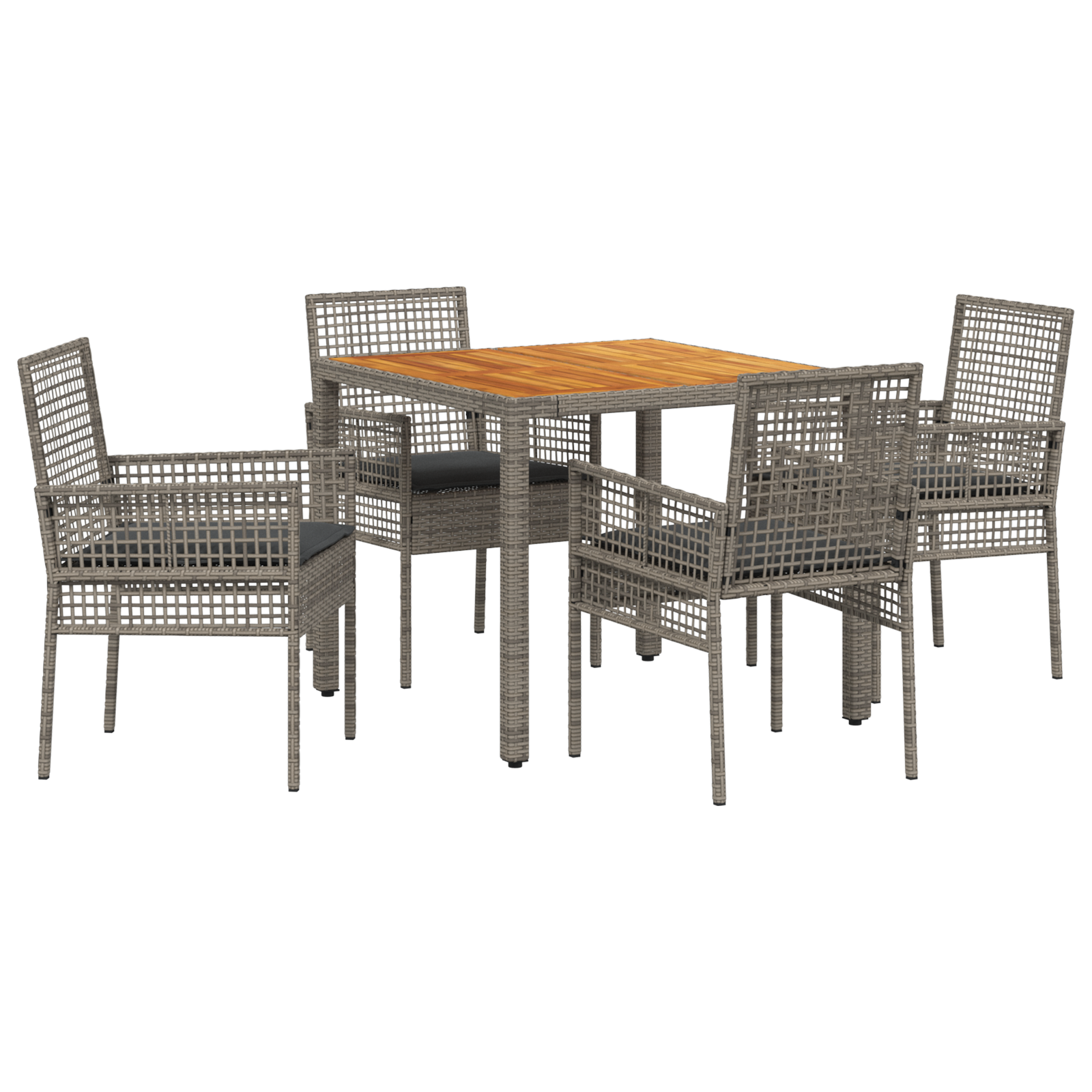 Set dining 5 piese cu perne Gri din poliratan GartenMobel Dekor