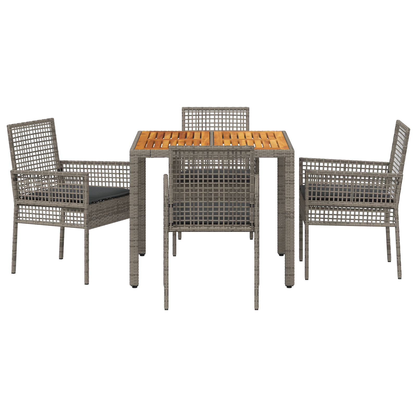 Set dining 5 piese cu perne Gri din poliratan GartenMobel Dekor