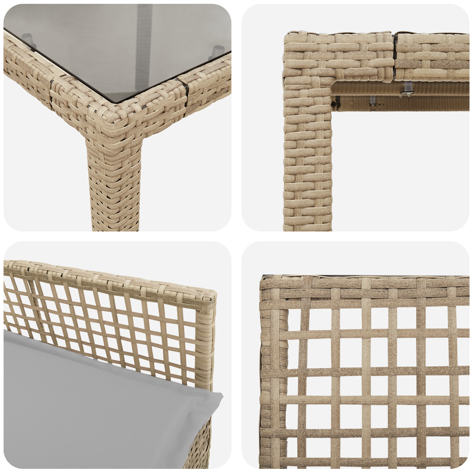 Set de dining pentru grădină , 5 piese, cu perne, Bej, Poliratan GartenMobel Dekor