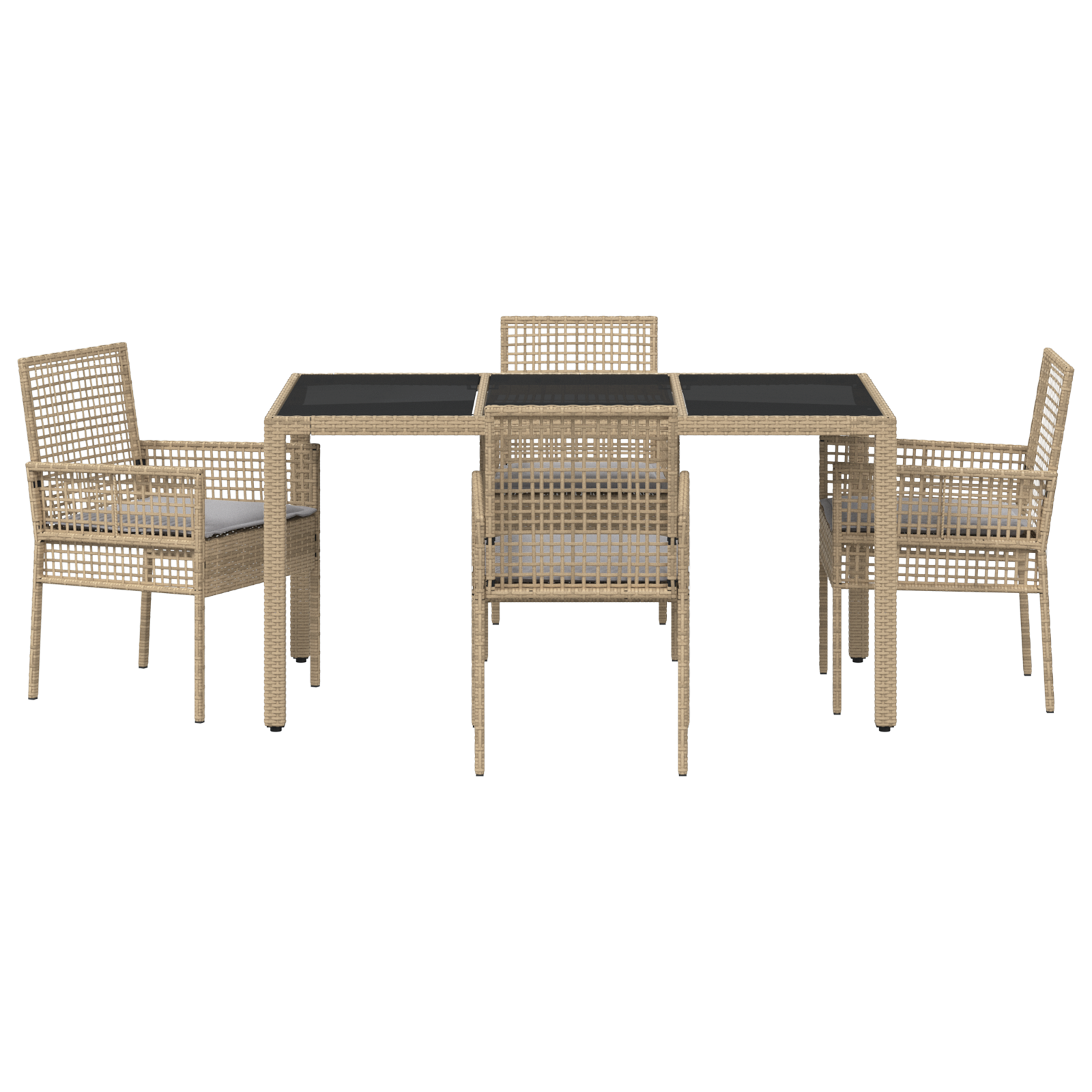 Set de dining pentru grădină , 5 piese, cu perne, Bej, Poliratan GartenMobel Dekor
