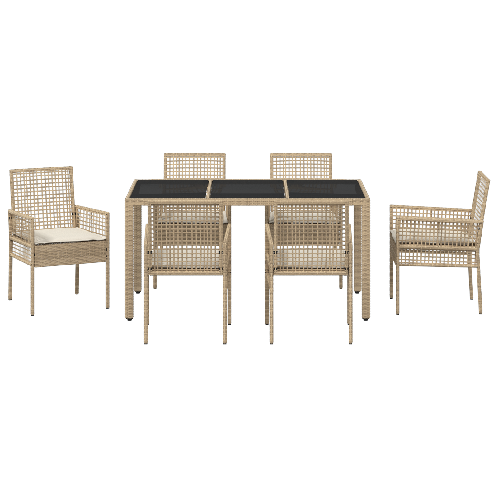 Set de dining pentru grădină 7 piese cu perne Bej din Poliratan GartenMobel Dekor