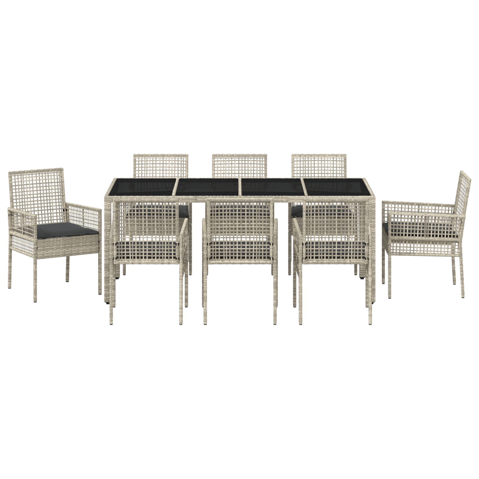 Set de masă pentru grădină , 9 piese, gri deschis, poliratan GartenMobel Dekor