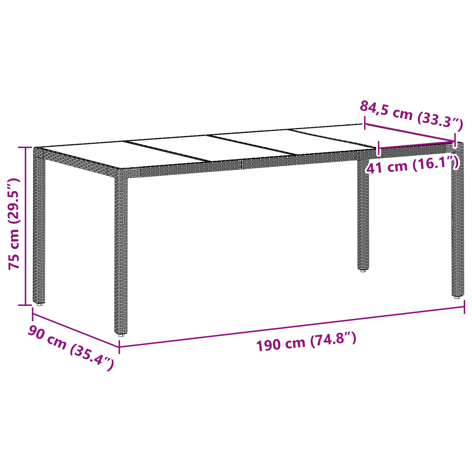 Set de masă pentru grădină , 9 piese, gri deschis, poliratan GartenMobel Dekor
