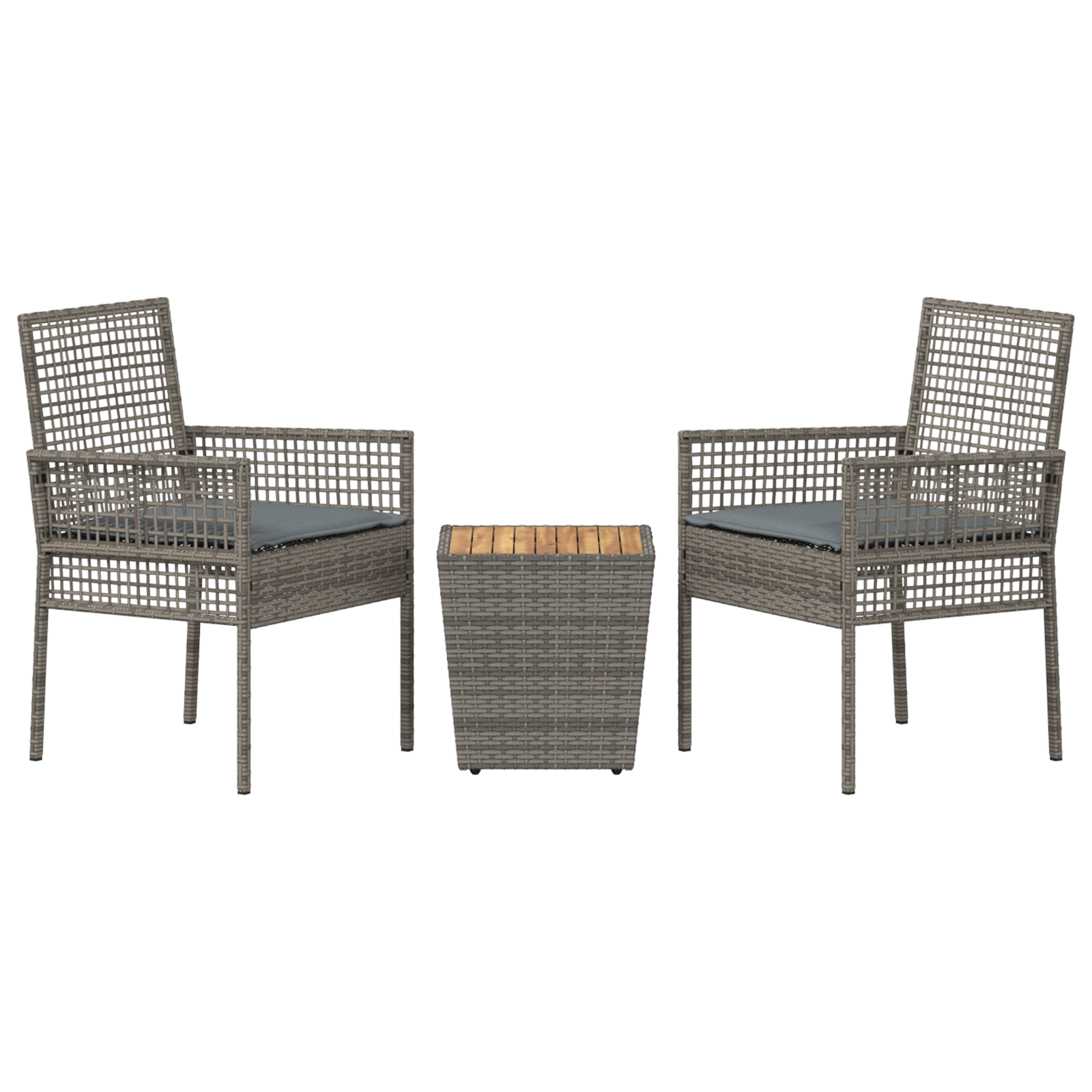 Set bistro de grădină, 3 piese, cu perne, gri, poliratan GartenMobel Dekor