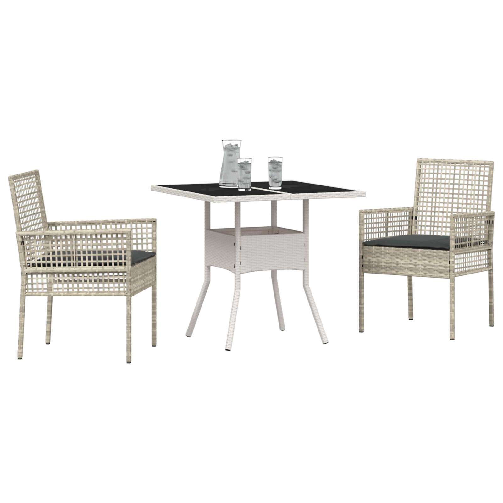 Set de Dining pentru Grădină 3 Piese Gri Deschis din Ratan Sintetic GartenMobel Dekor