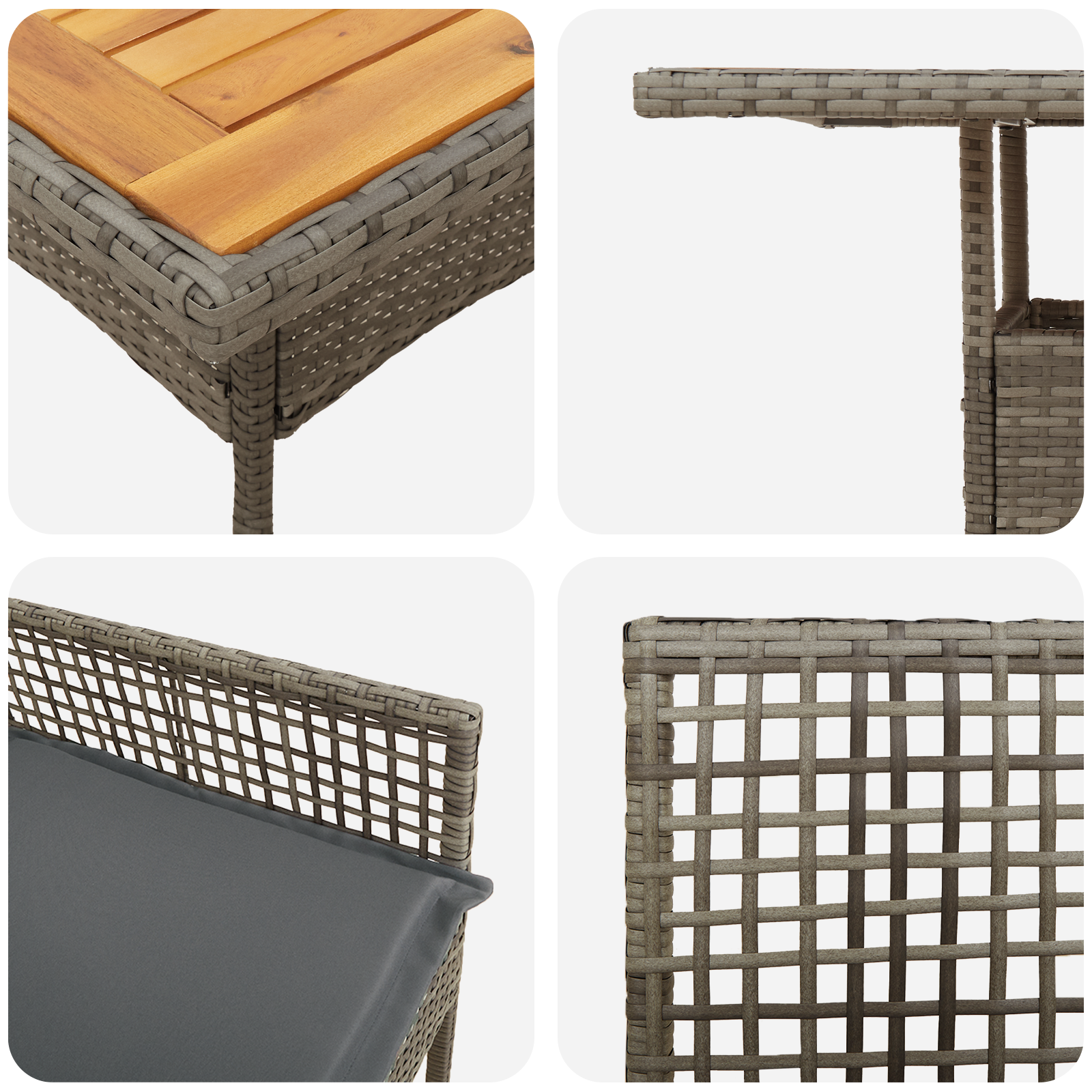 Set de dining cu 5 piese pentru grădină cu perne gri din poliratan GartenMobel Dekor