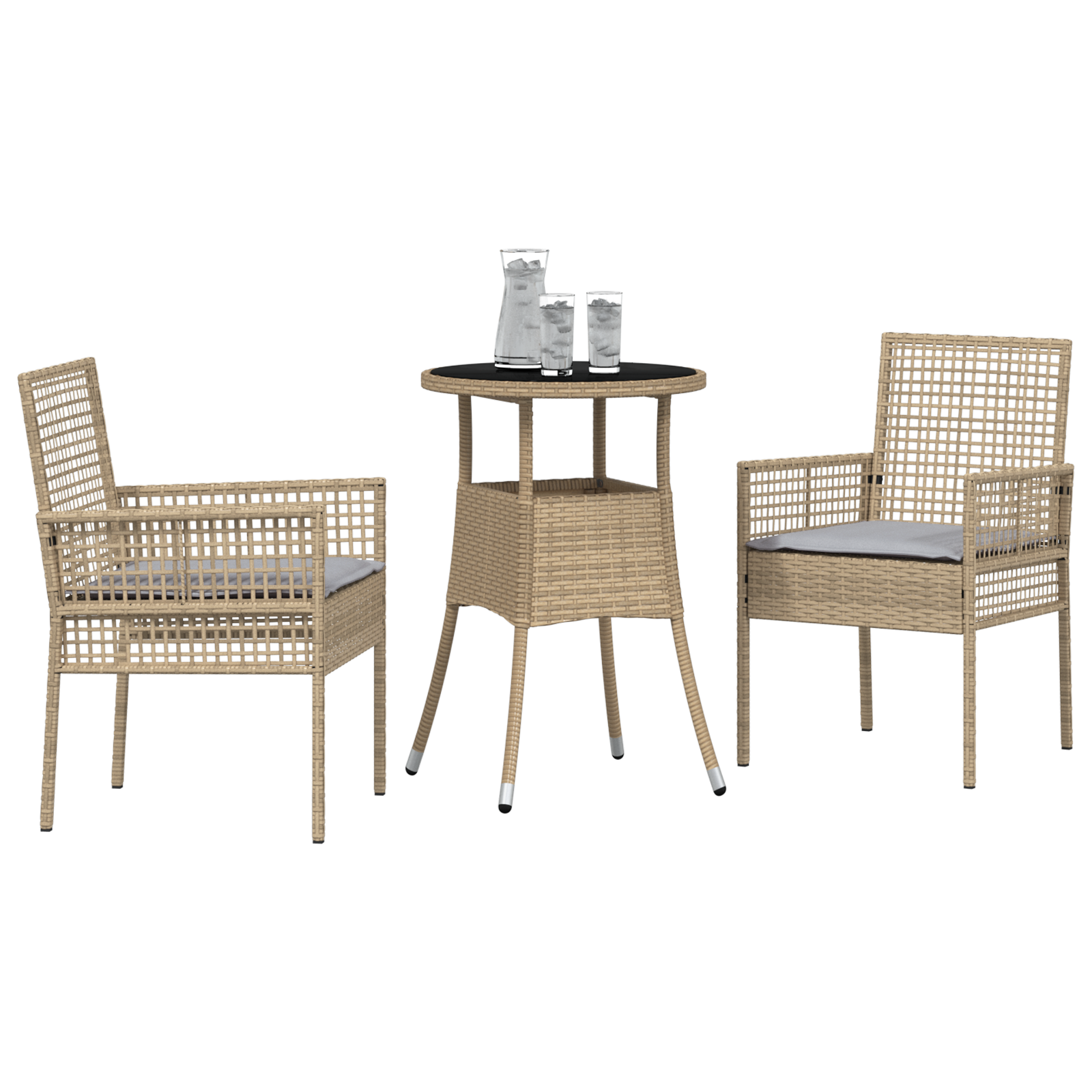 Set de dining pentru grădină 3 piese Bej din ratan sintetic GartenMobel Dekor