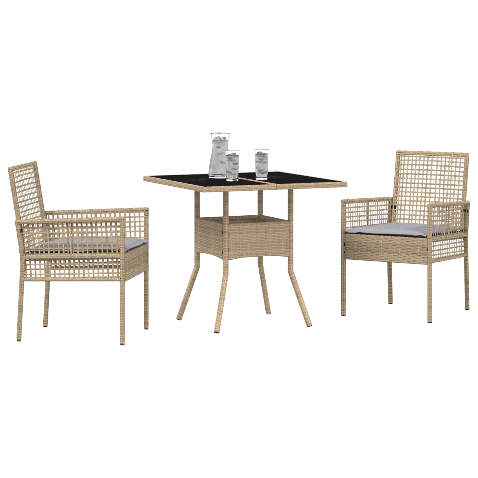 Set de dining pentru grădină 3 piese bej ratan sintetic GartenMobel Dekor