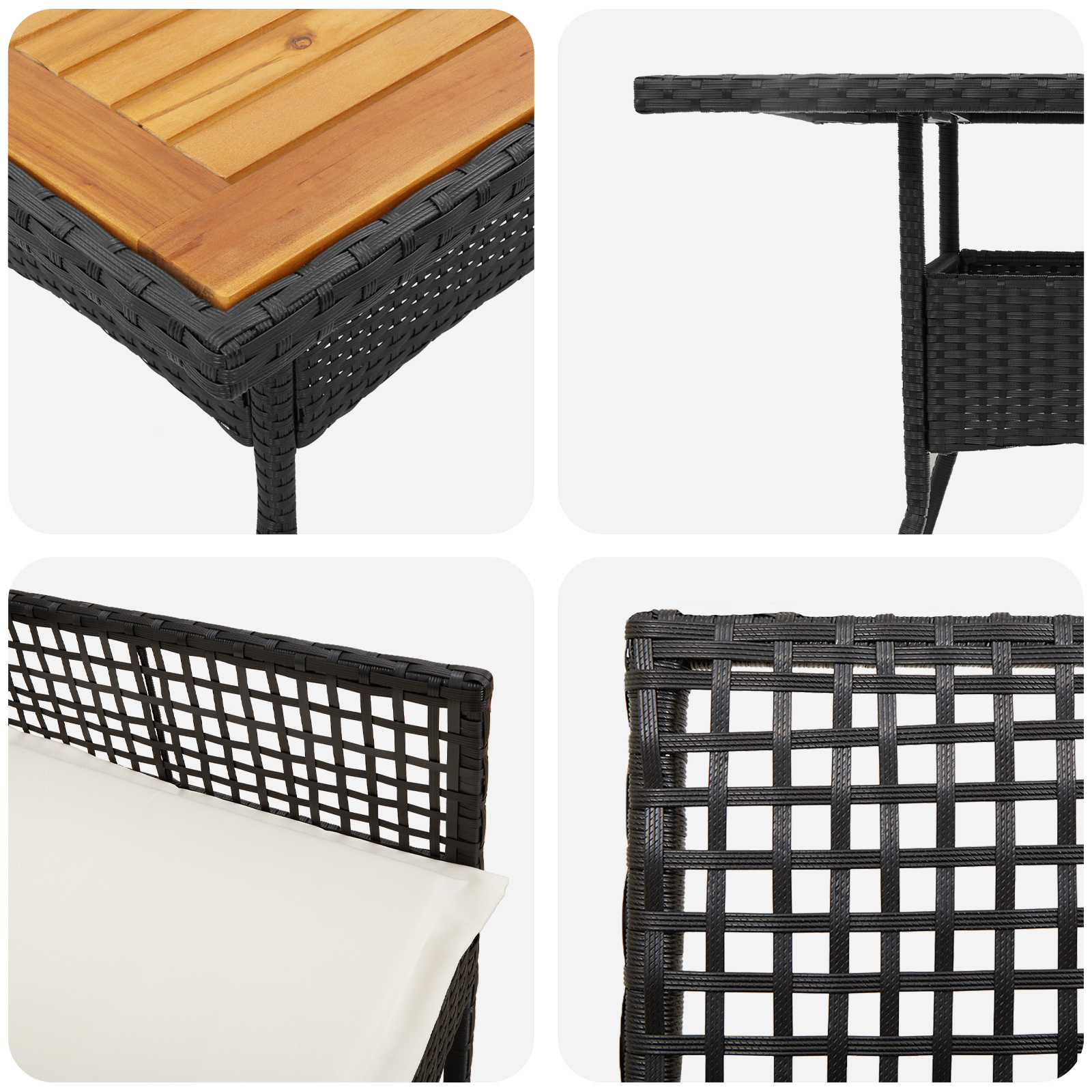 Set de dining pentru grădină cu perne Negru Ratan sintetic GartenMobel Dekor