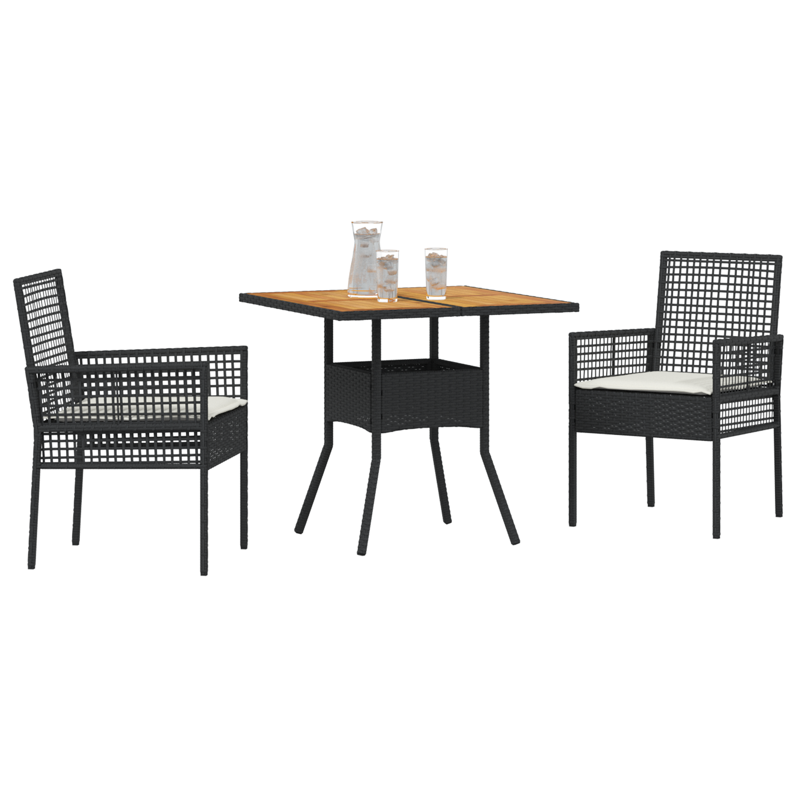 Set de dining pentru grădină cu perne Negru Ratan sintetic GartenMobel Dekor