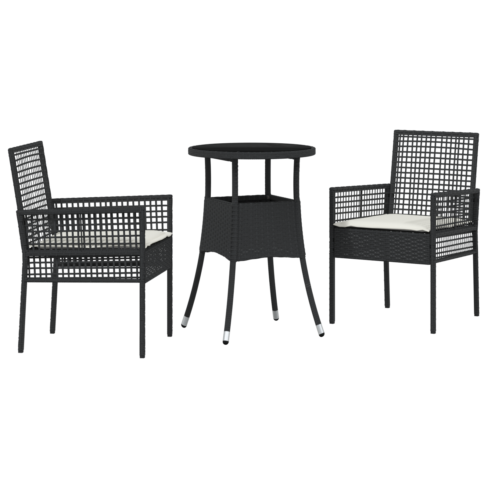 Set de dining pentru grădină de 3 piese Negru Poliratan GartenMobel Dekor
