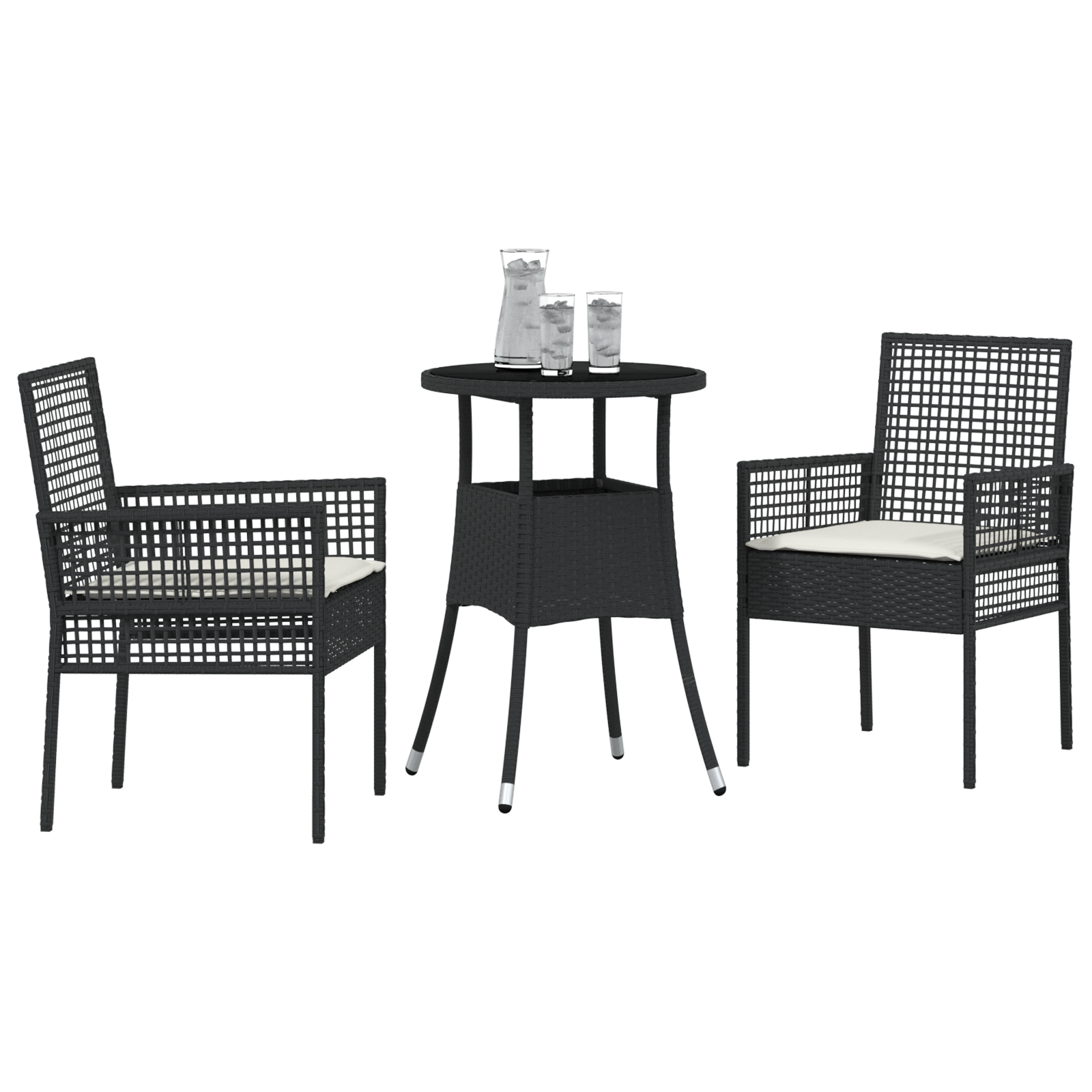 Set de dining pentru grădină de 3 piese Negru Poliratan GartenMobel Dekor