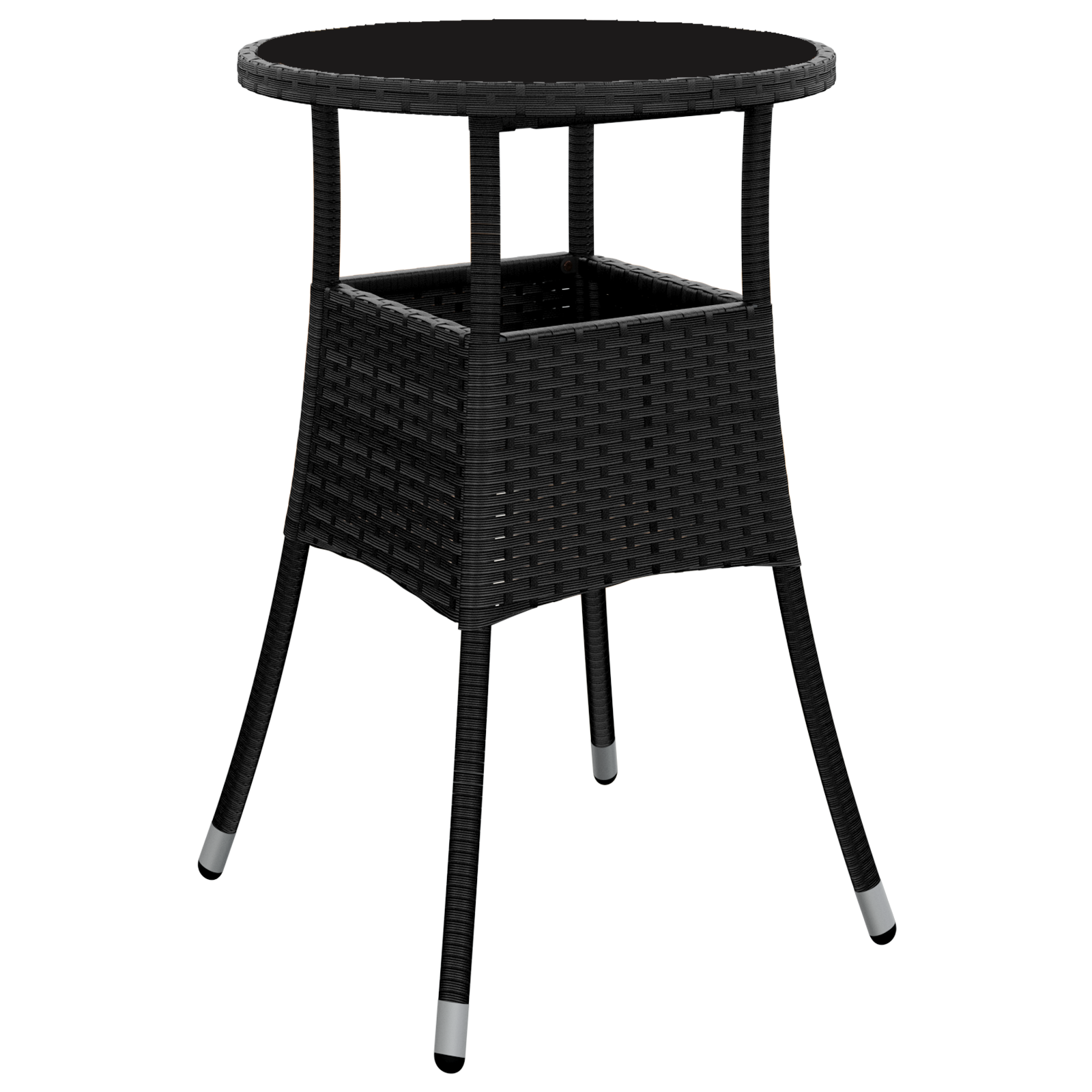 Set de dining pentru grădină de 3 piese Negru Poliratan GartenMobel Dekor