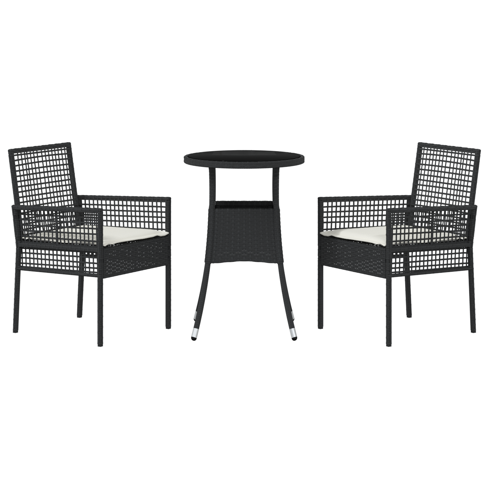 Set de dining pentru grădină de 3 piese Negru Poliratan GartenMobel Dekor