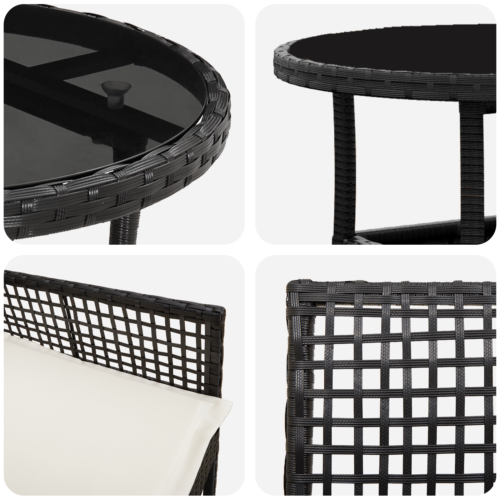 Set de dining pentru grădină de 3 piese Negru Poliratan GartenMobel Dekor