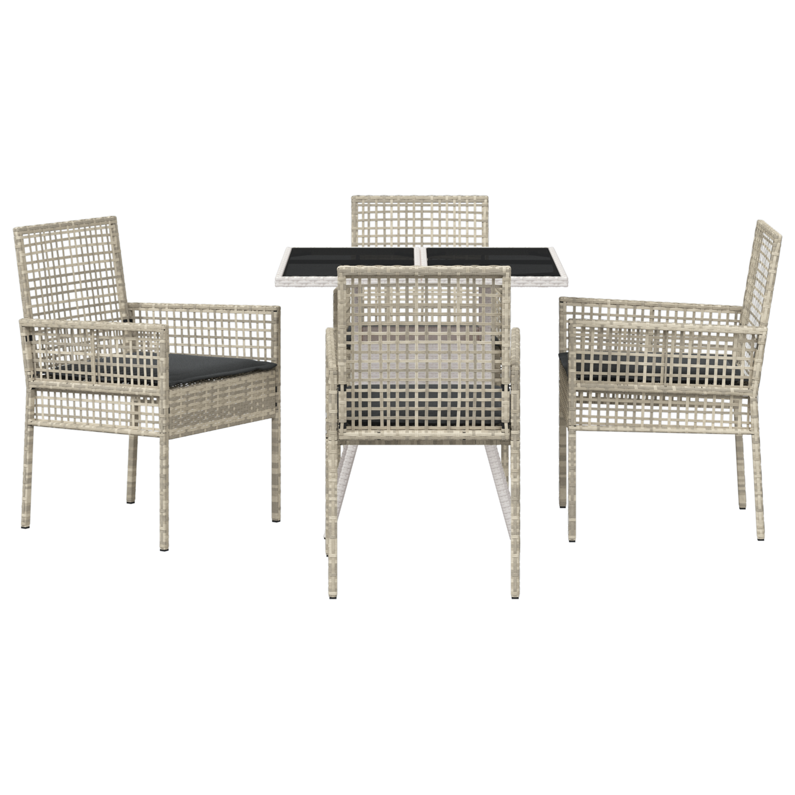 Set dining grădină 5 piese Gri deschis Ratan Poli GartenMobel Dekor