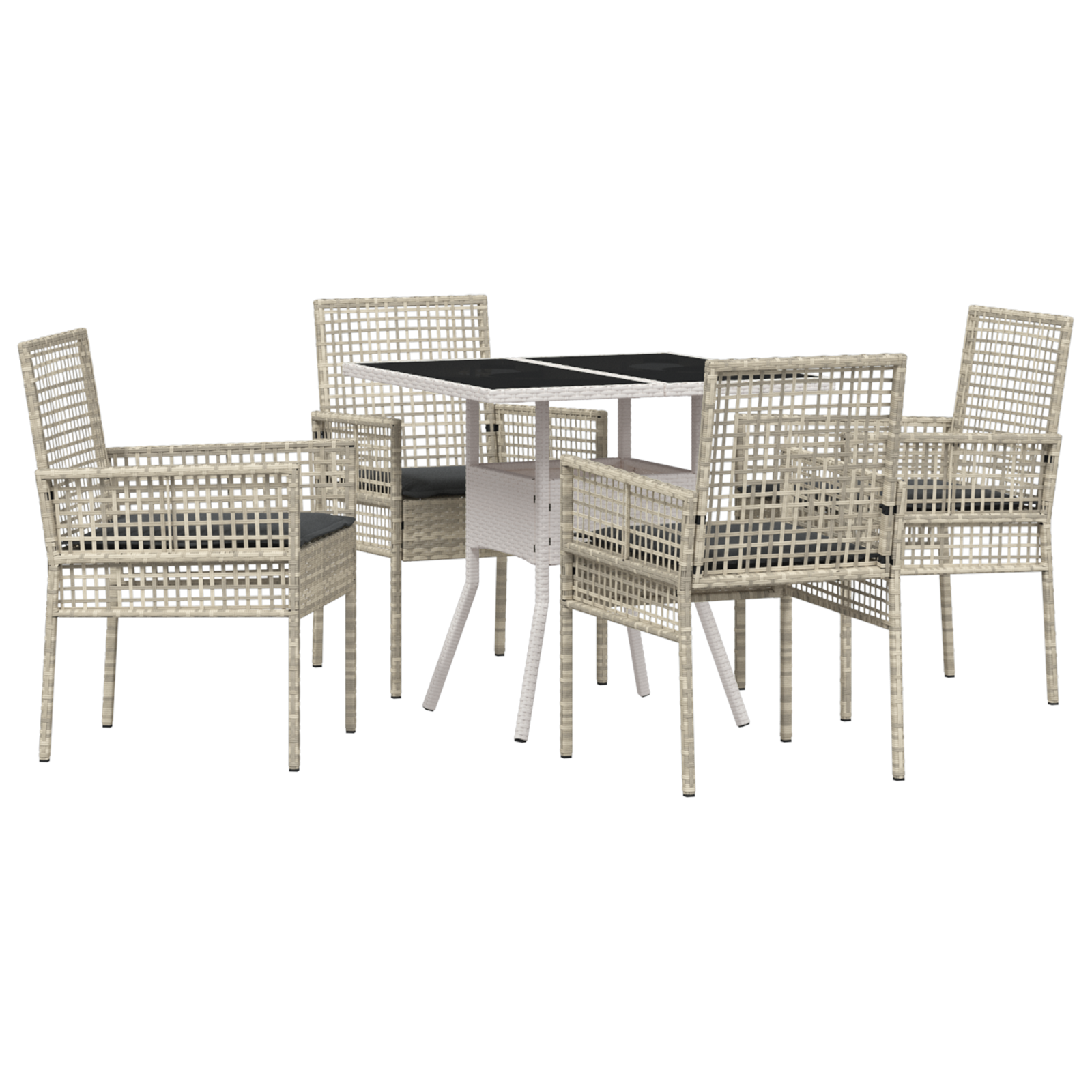 Set dining grădină 5 piese Gri deschis Ratan Poli GartenMobel Dekor