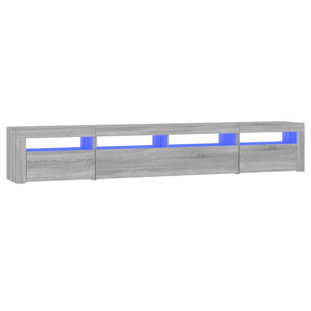 Comodă TV cu lumini LED, gri sonoma, 240x35x40cm GartenMobel Dekor