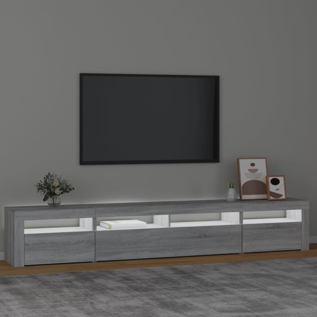 Comodă TV cu lumini LED, gri sonoma, 240x35x40cm GartenMobel Dekor