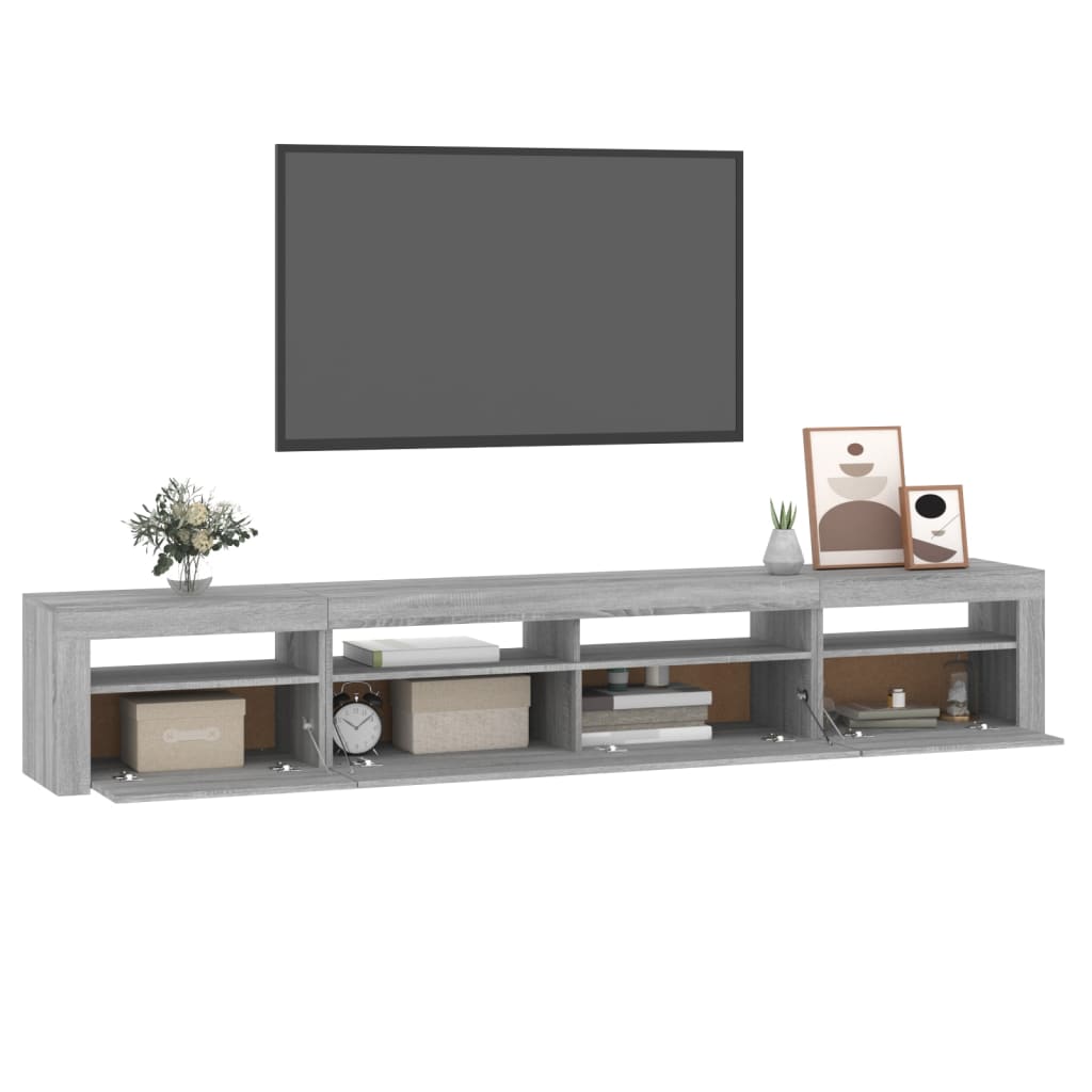 Comodă TV cu lumini LED, gri sonoma, 240x35x40cm GartenMobel Dekor