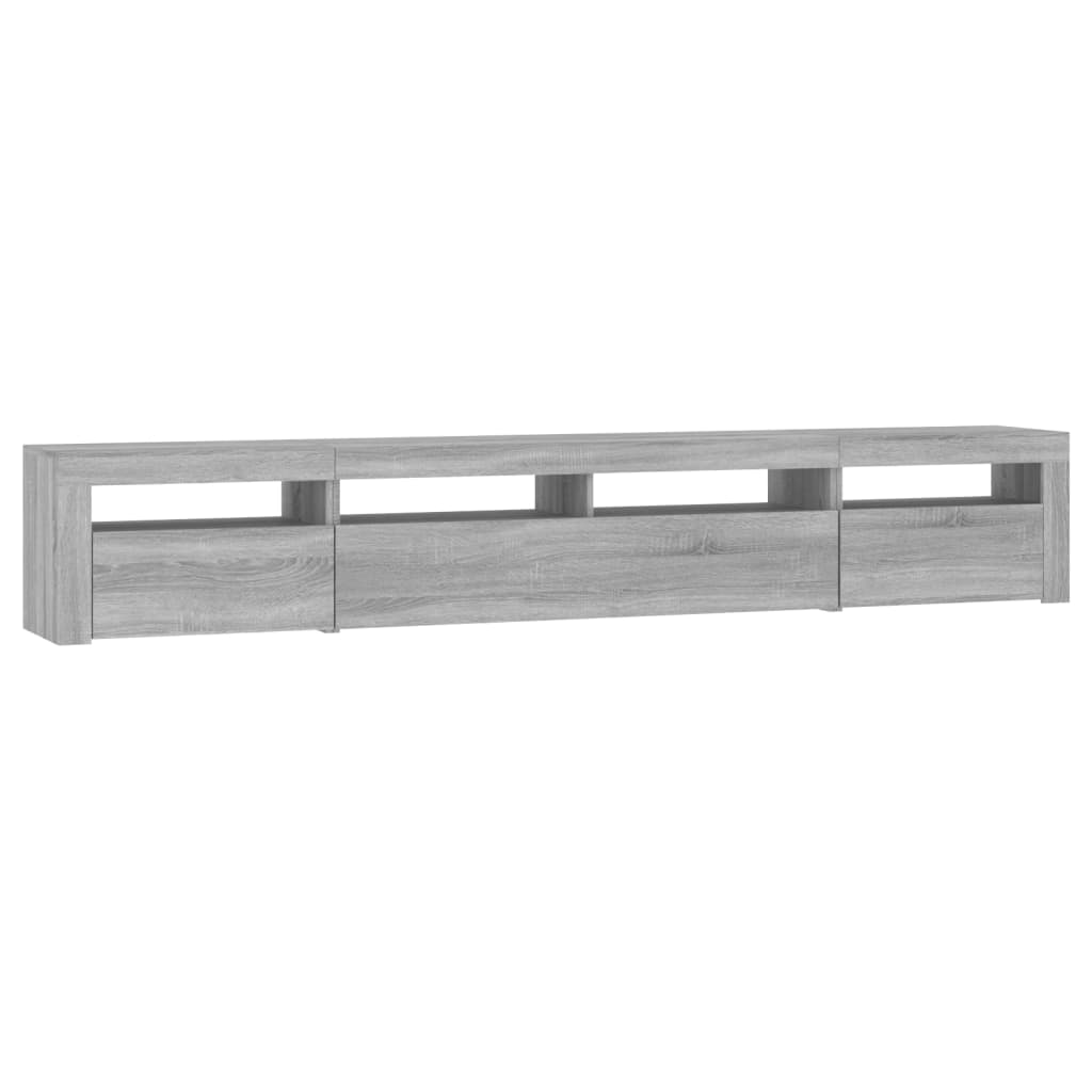 Comodă TV cu lumini LED, gri sonoma, 240x35x40cm GartenMobel Dekor