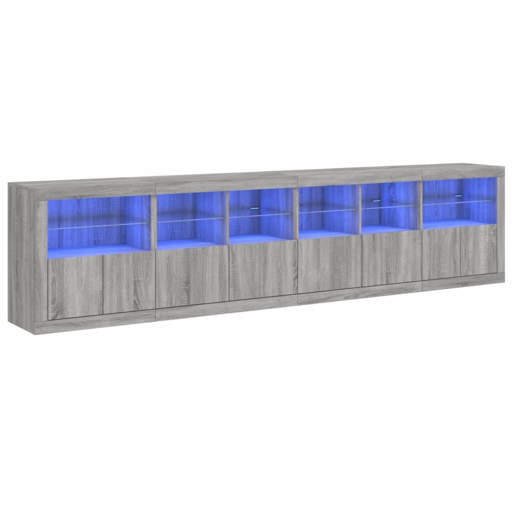 Dulap cu lumini LED, gri sonoma, 283x37x67 cm GartenMobel Dekor