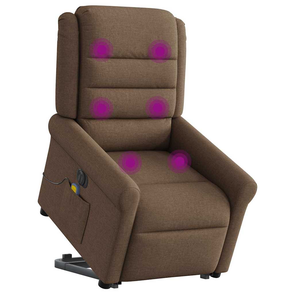 Fotoliu electric de masaj rabatabil cu ridicare, maro, textil GartenMobel Dekor