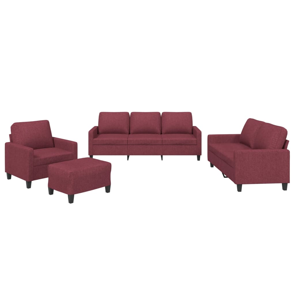Set canapea cu perne, 4 piese, roșu vin, material textil GartenMobel Dekor