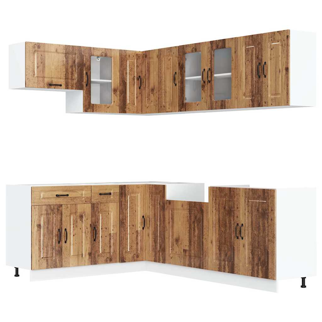 Set de dulapuri de bucătărie 11 piese „Kalmar” Lemn vechi lemn GartenMobel Dekor
