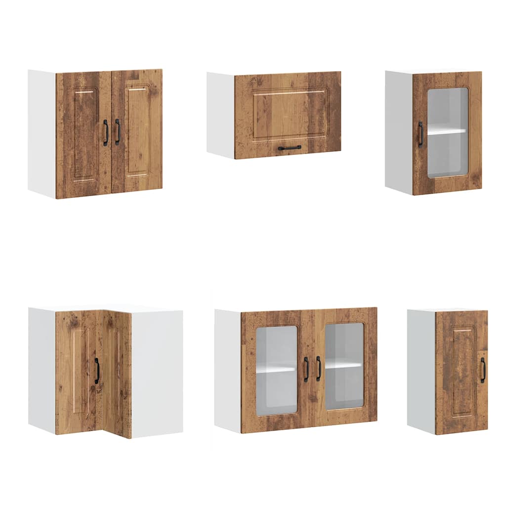 Set de dulapuri de bucătărie 11 piese „Kalmar” Lemn vechi lemn GartenMobel Dekor