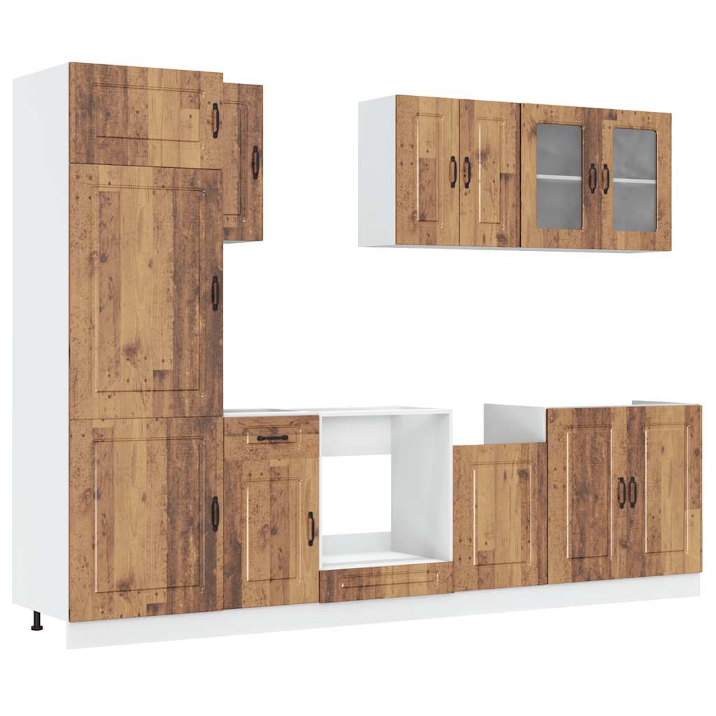 Set de dulapuri de bucătărie 8 piese „Kalmar” Lemn vechi lemn GartenMobel Dekor