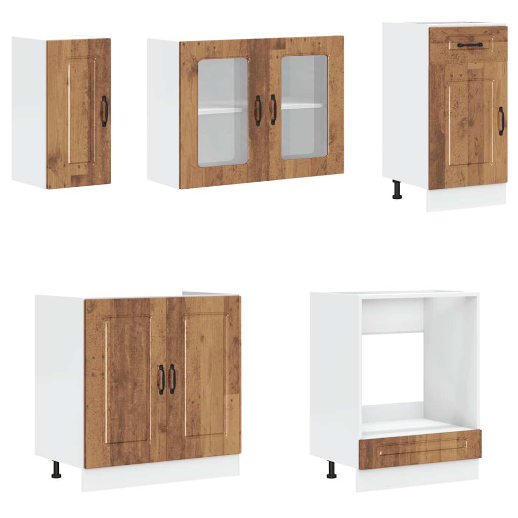 Set de dulapuri de bucătărie 8 piese „Kalmar” Lemn vechi lemn GartenMobel Dekor