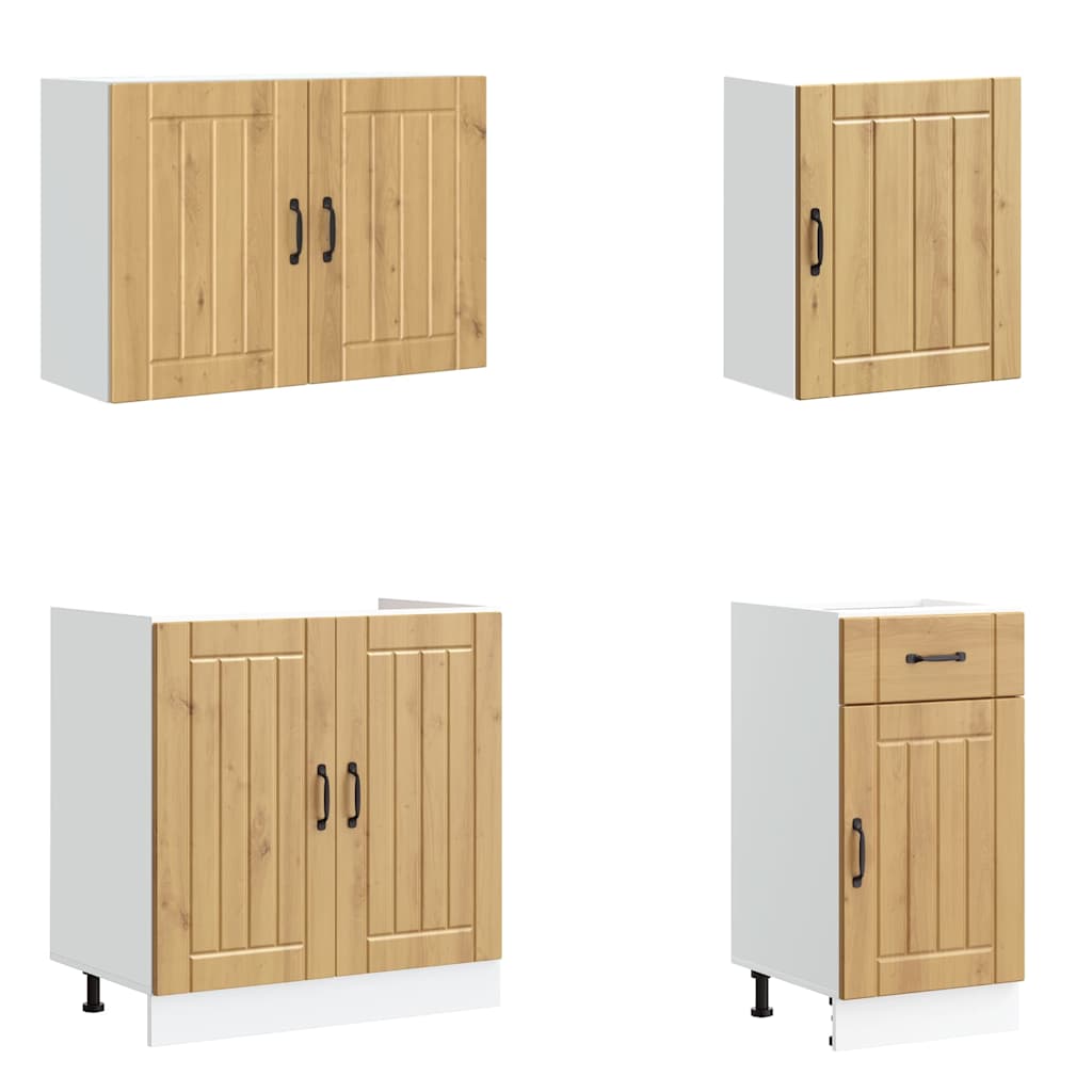 Set dulap de bucătărie 7 piese „Lucca” stejar artizanal lemn GartenMobel Dekor