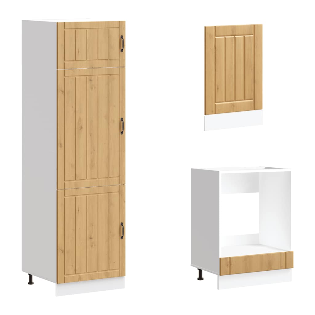 Set dulap de bucătărie 7 piese „Lucca” stejar artizanal lemn GartenMobel Dekor