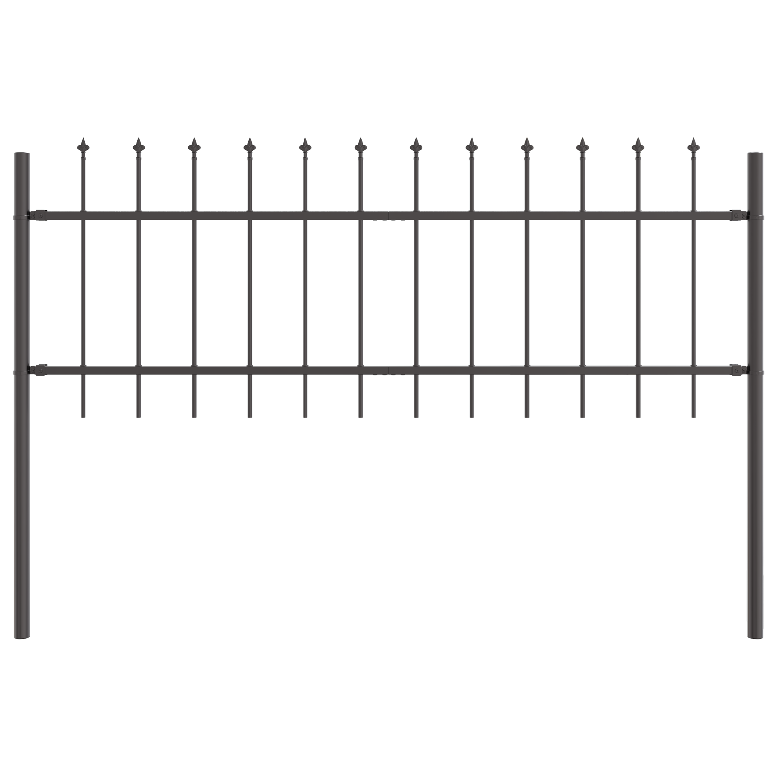 Gard cu Vârf de Lance Gri 5,1x0,6 m Oțel GartenMobel Dekor