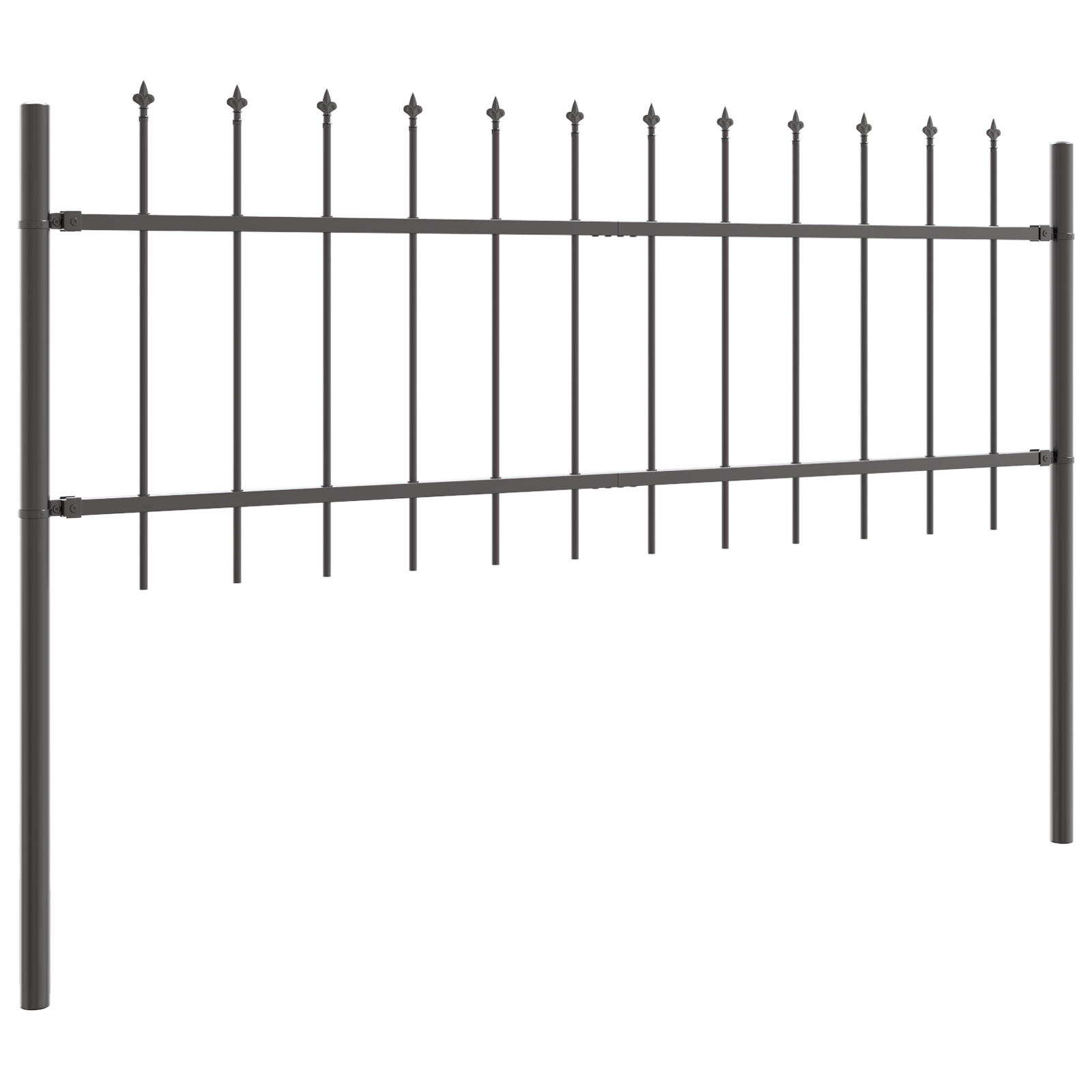 Gard cu Vârf de Lance Gri 5,1x0,6 m Oțel GartenMobel Dekor