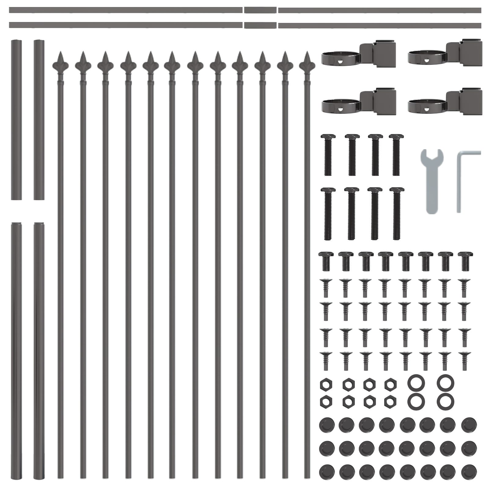 Gard de grădină cu vârf tip suliță, gri, 5,1x1,2 m, oțel GartenMobel Dekor