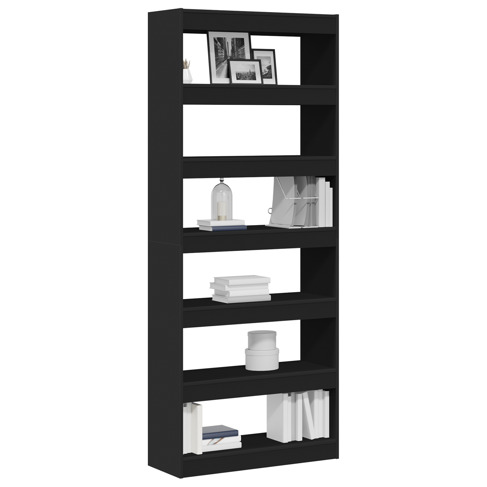 Raft De Cărți Negru Negru Lemn 80 x 30 x 198 cm Rafturi GartenMobel Dekor