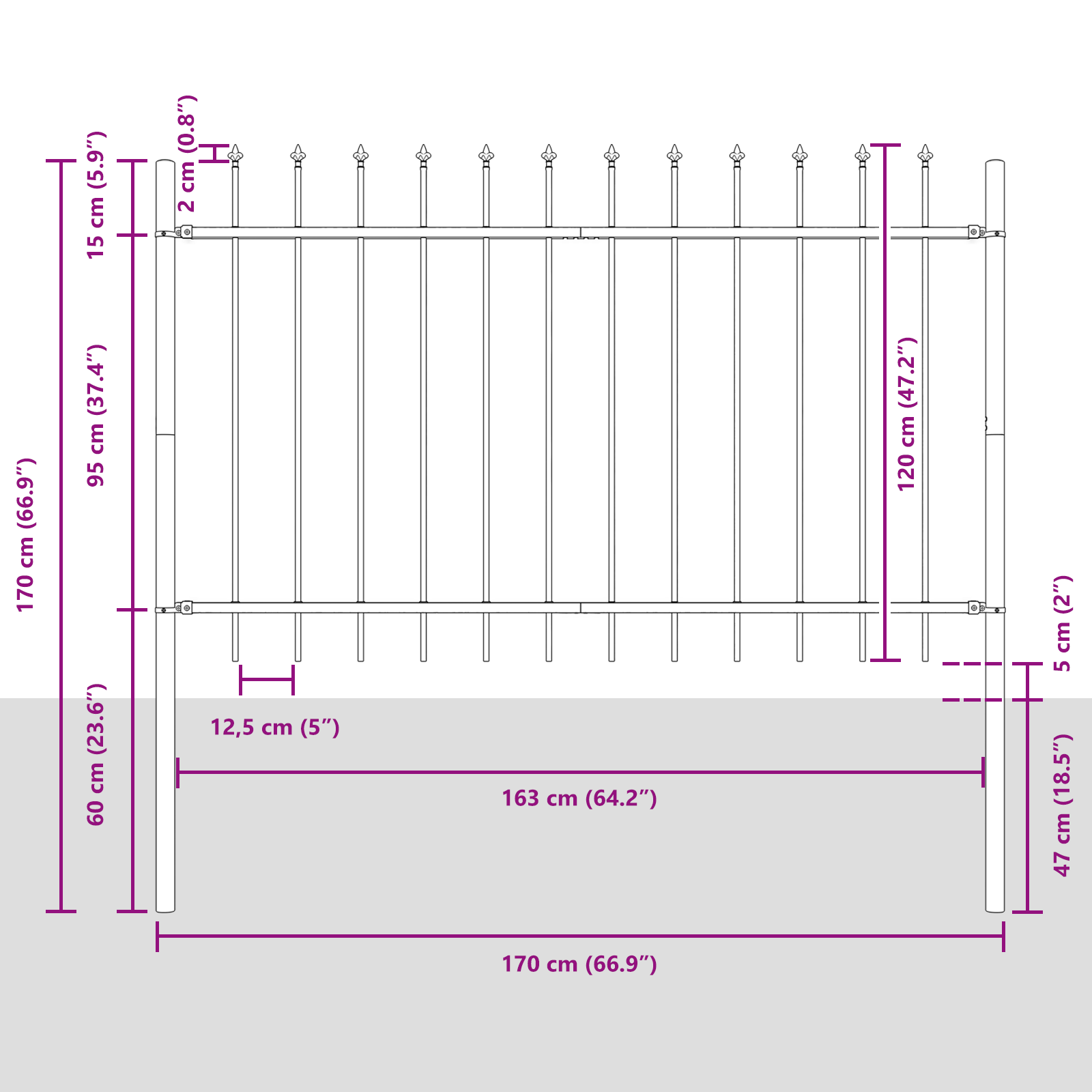 Gard de Grădină  cu Vârf de Lance Alb 15,3x1,2 m din Oțel GartenMobel Dekor