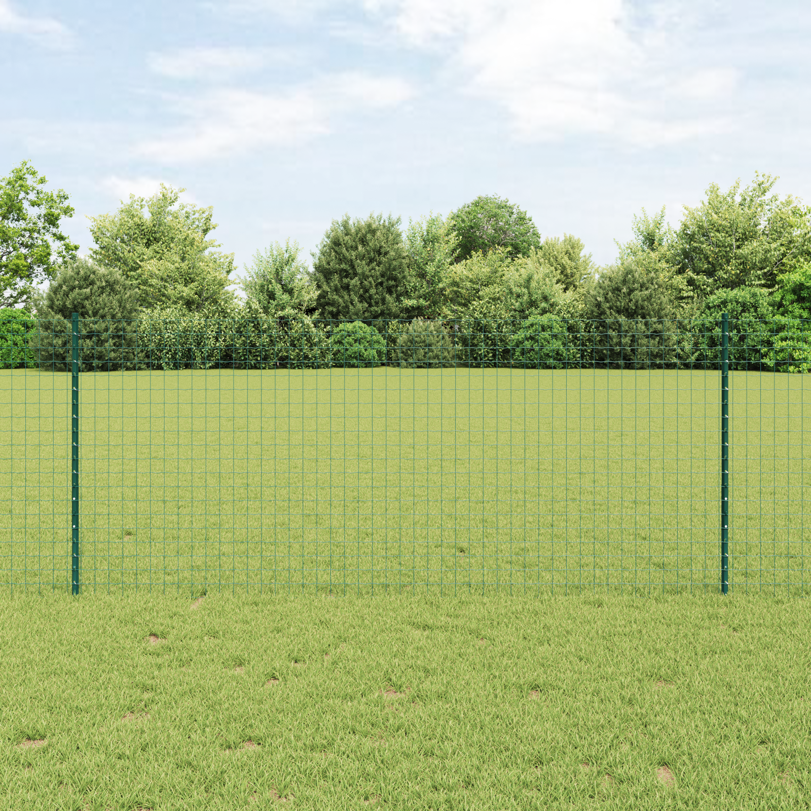 Gard Euro cu 5 Stâlpi U Verde 1x10 m Oțel GartenMobel Dekor