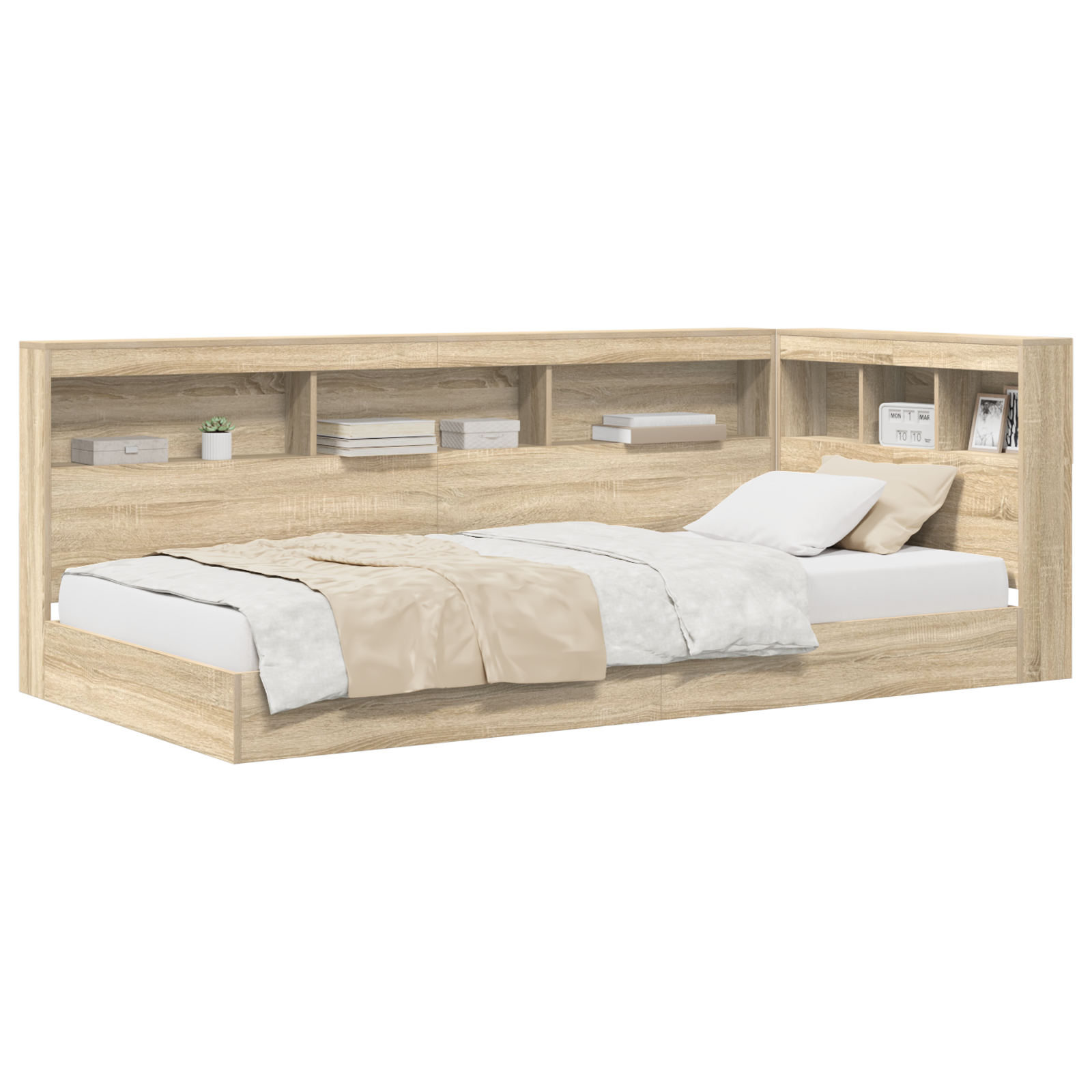 Pat cu bibliotecă Sonoma Oak 75x190 cm Lemn Ingineresc GartenMobel Dekor