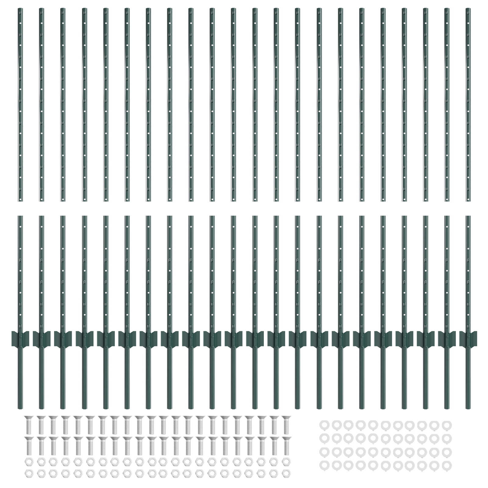 Posturi gard 22 pcs U-Channel verde 160 cm oțel GartenMobel Dekor