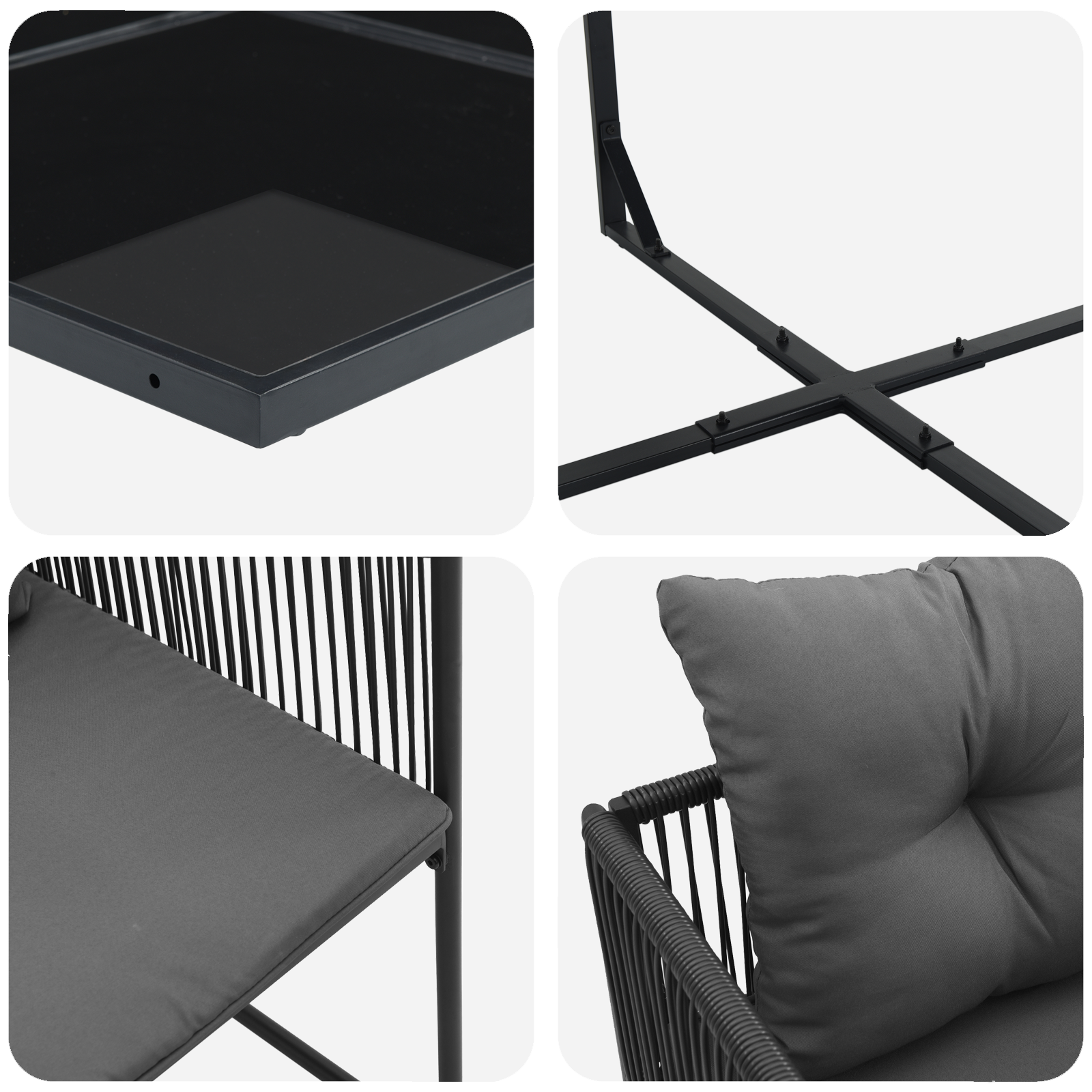 Set mobilier de grădină, 10 piese, cu perne, oțel și poliratan GartenMobel Dekor