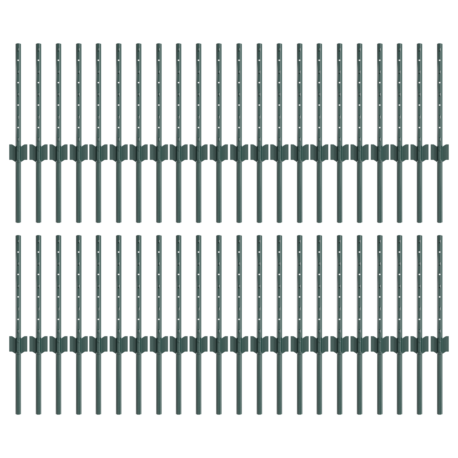 Stâlpi de Gard 44 pcs U-Channel Verde 80 cm Oțel GartenMobel Dekor