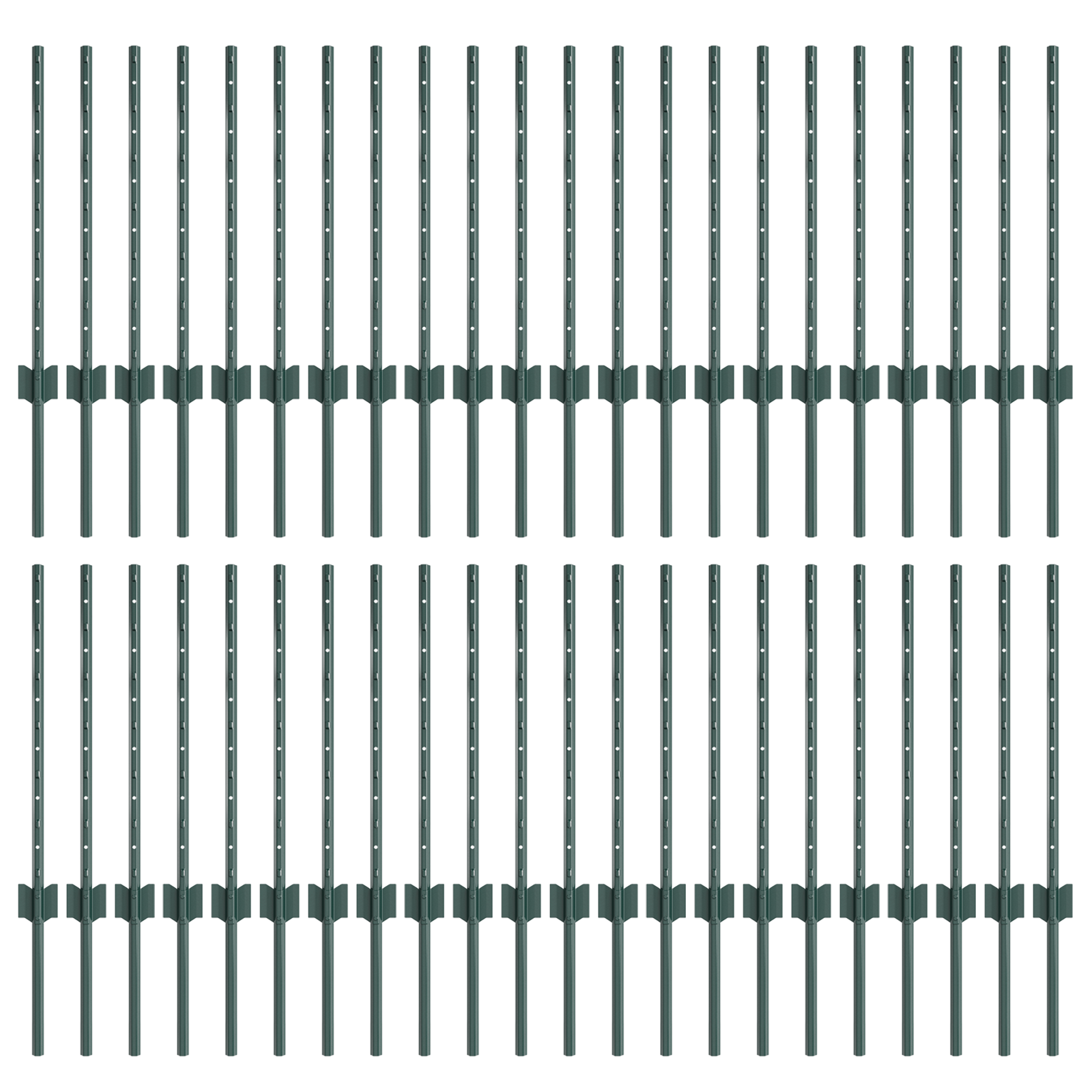 Stâlpi de gard 44 pcs U-Channel Verde 100 cm Oțel GartenMobel Dekor