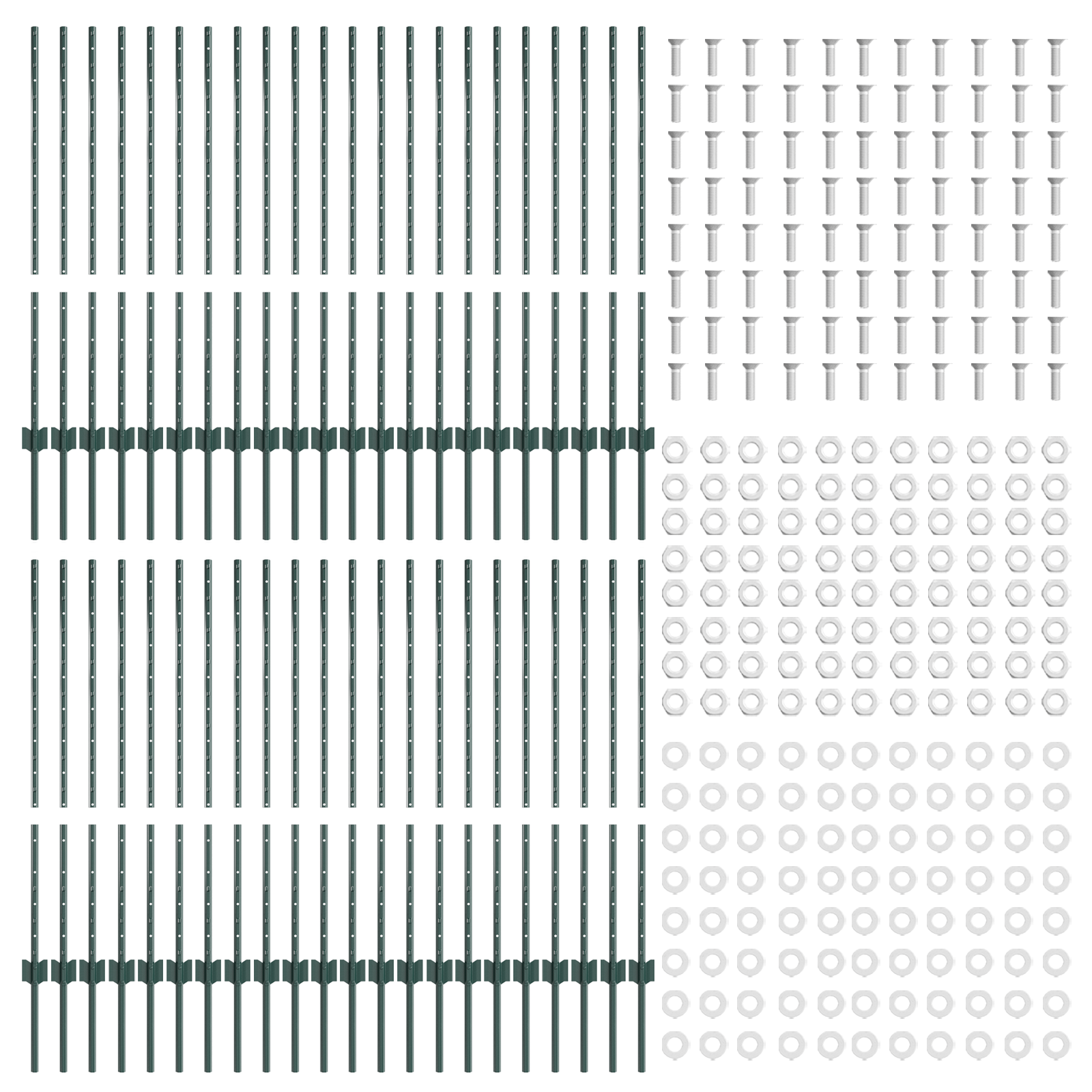 Stâlpi de împrejmuire 44 pcs U-Channel Verzi 140 cm Oțel GartenMobel Dekor