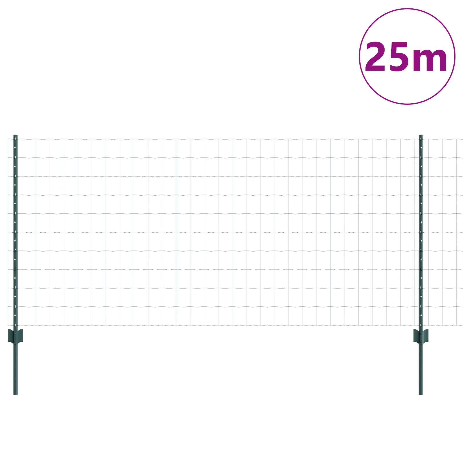 Gard Euro cu 11 Stâlpi Verzi 1x25 m Oțel GartenMobel Dekor