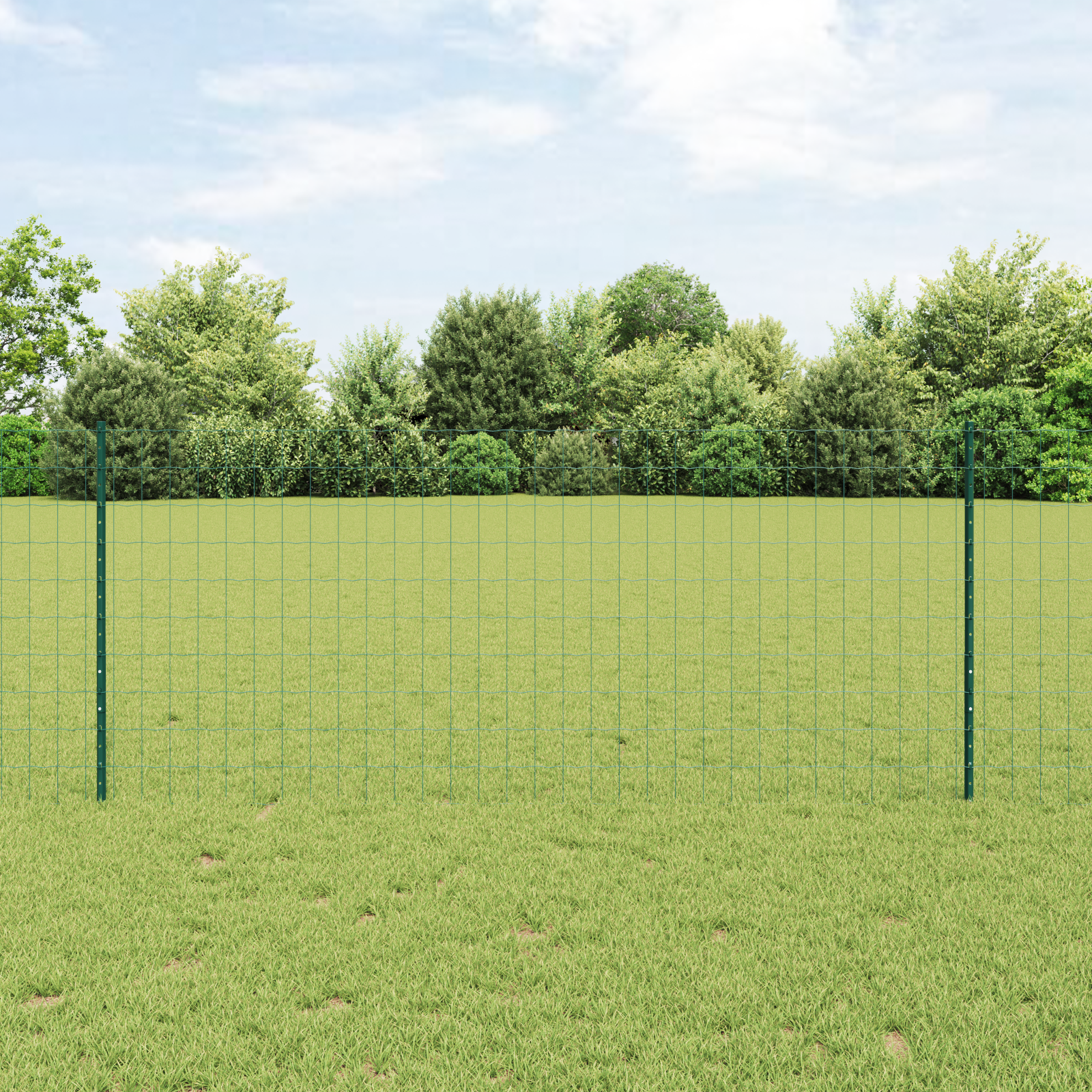 Gard Euro cu 11 Stâlpi Verzi 1x25 m Oțel GartenMobel Dekor